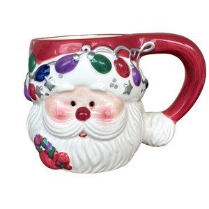 Vintage  Santa Claus Mug Cup 1999 Christmas Light Coffee Hot Chocolate Nostalgic